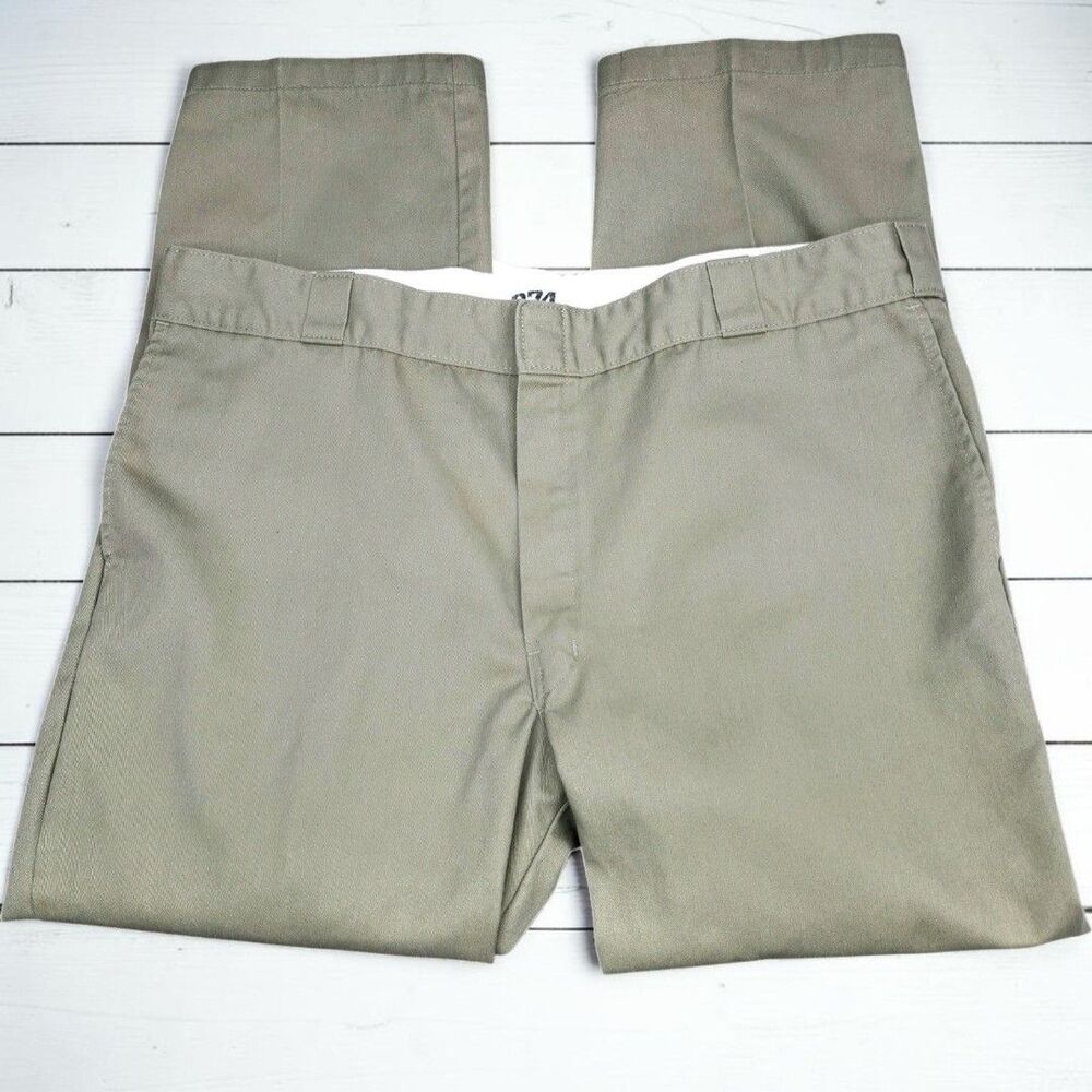 Dickies 874 Original Fit Work Pants Mens 42 x 30 Khaki Chinos Straight Leg